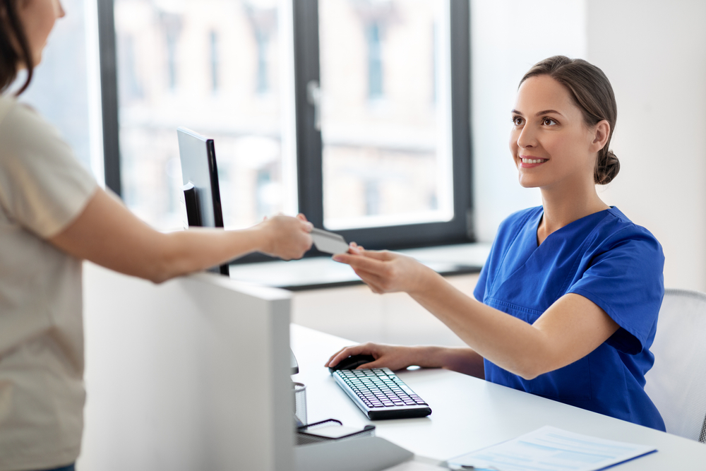 Patient interacting with healthcare professional